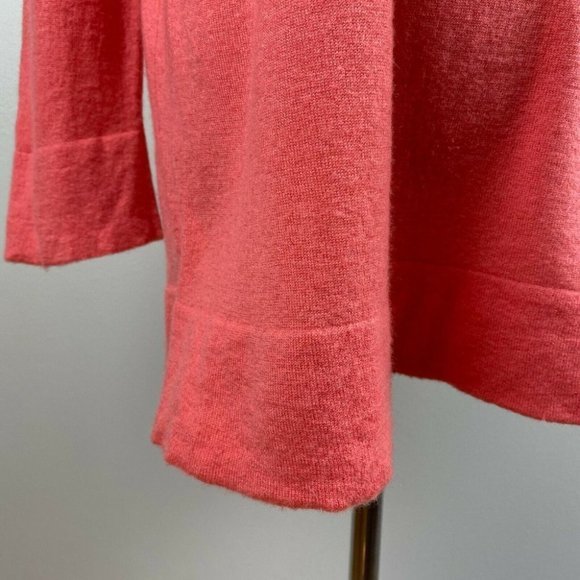 Lord & Taylor 100% Cashmere Sweater M‎ Coral Soft 3/4 Sleeve Lightweight - Picture 9 of 9